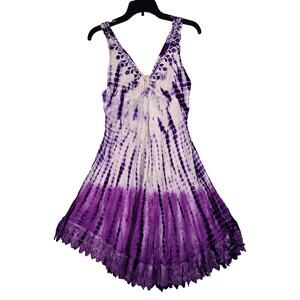 Shoreline Purple White Tie-Dye Sun Dress Womens size L/XL NWT